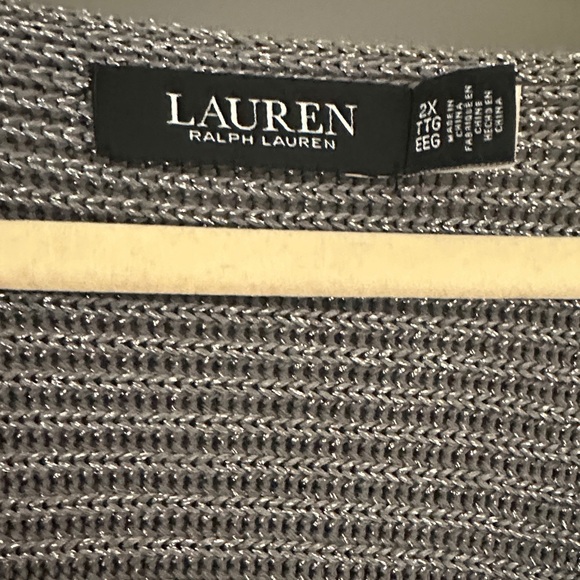 Lauren Ralph Lauren Charcoal Ribbed V-Neck Pullover Sweater - Picture 2 of 8